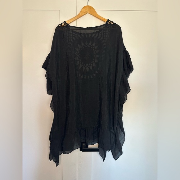 🎆 Swim Suit cover up black plus size Elegant Crochet oversized pool pull on - Picture 3 of 7